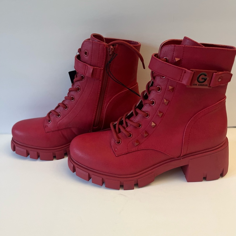 Red GUESS Combat boots.
